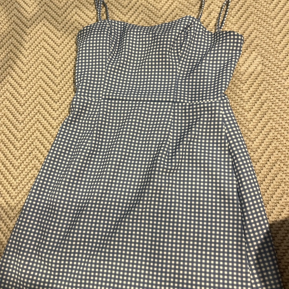 French Connection blue and white gingham dress (with bow on back)